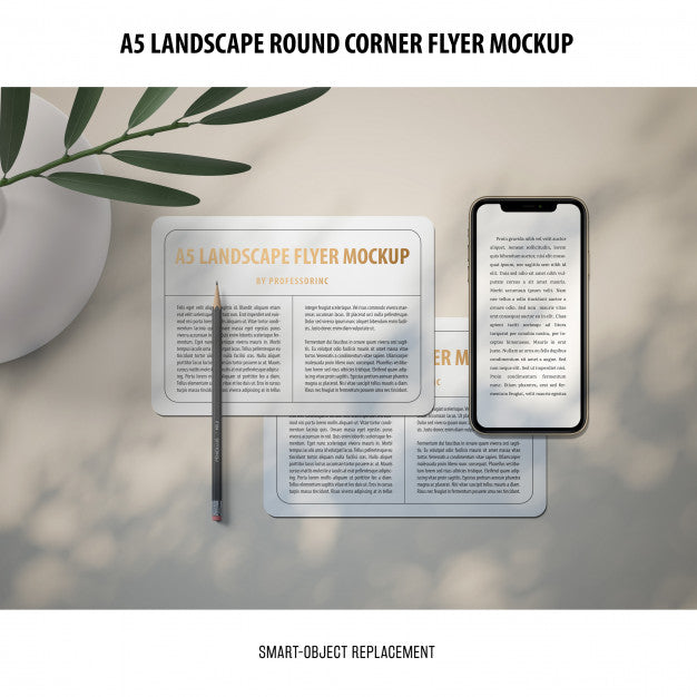A5 Landscape Flyer Mockup Psd