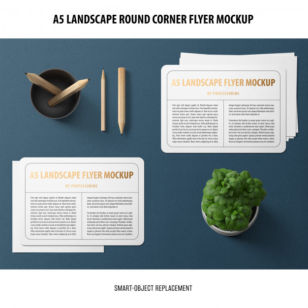 A5 Landscape Flyer Mockup Psd