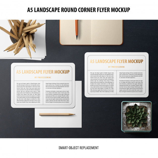 A5 Landscape Flyer Mockup Psd