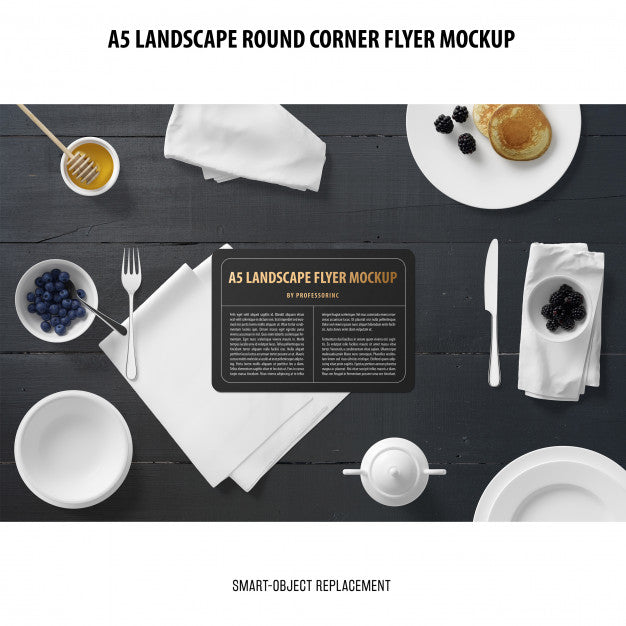 A5 Landscape Flyer Mockup Psd