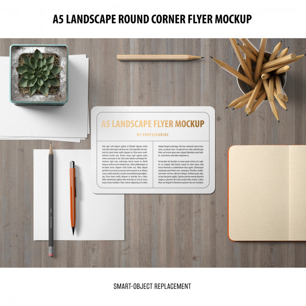 A5 Landscape Flyer Mockup Psd