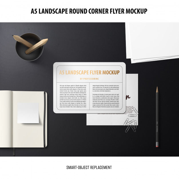 A5 Landscape Flyer Mockup Psd