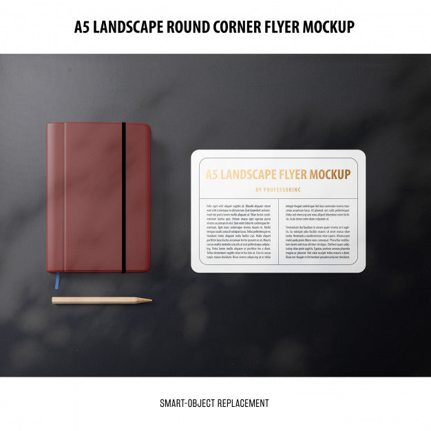 A5 Landscape Flyer Mockup Psd