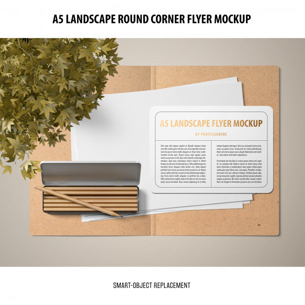 A5 Landscape Flyer Mockup Psd