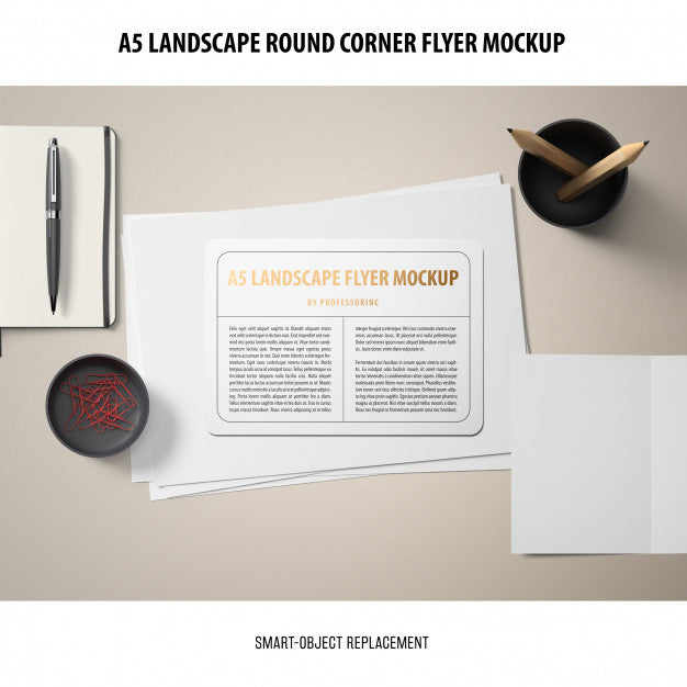 A5 Landscape Flyer Mockup Psd