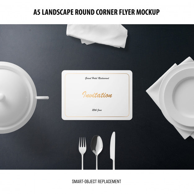 A5 Landscape Flyer Mockup Psd