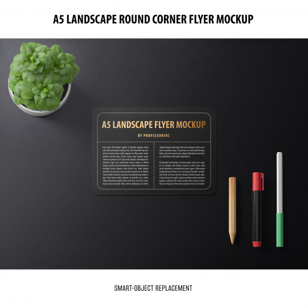 A5 Landscape Flyer Mockup Psd