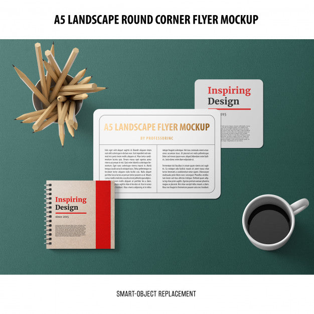 A5 Landscape Flyer Mockup Psd
