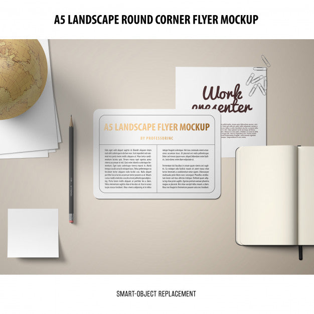 A5 Landscape Flyer Mockup Psd