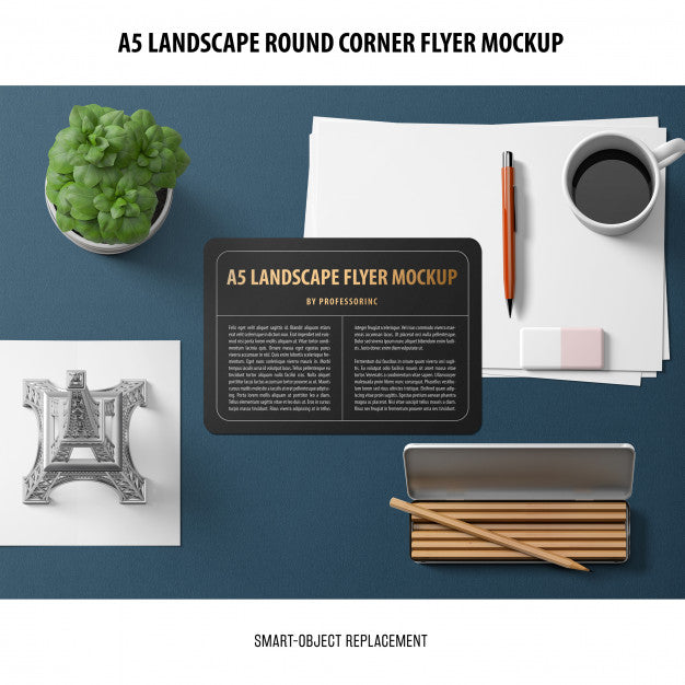 A5 Landscape Flyer Mockup Psd