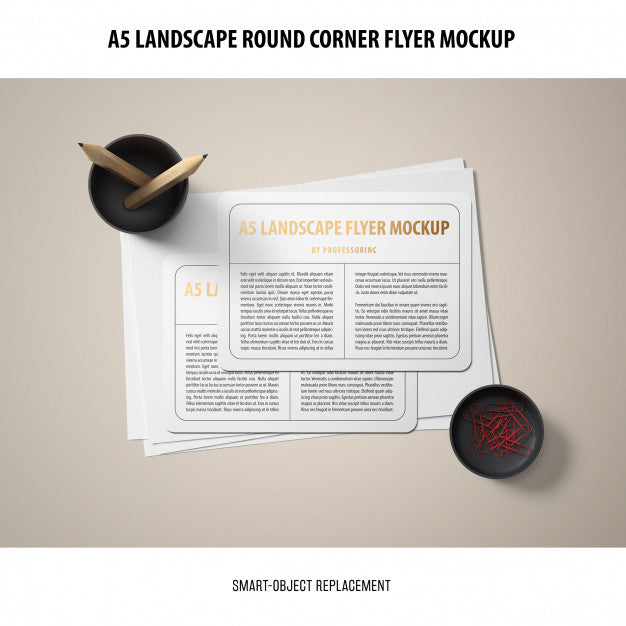 A5 Landscape Flyer Mockup Psd