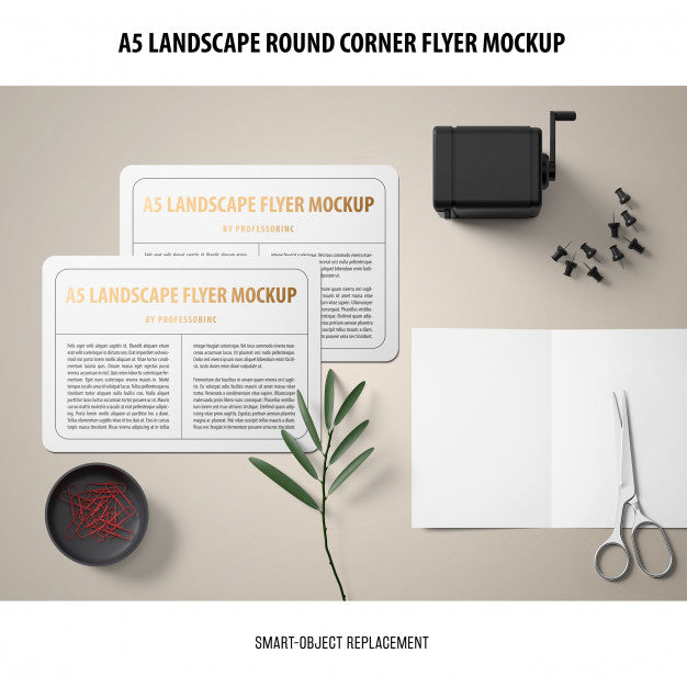A5 Landscape Flyer Mockup Psd
