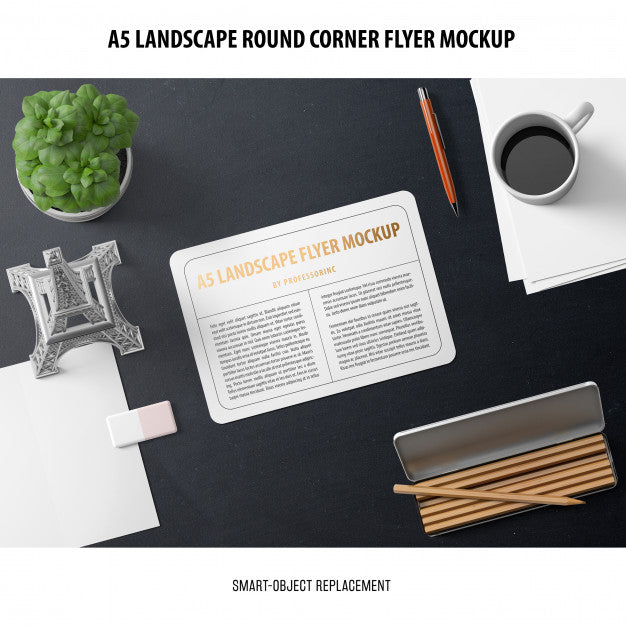 A5 Landscape Flyer Mockup Psd