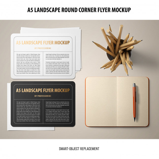 A5 Landscape Flyer Mockup Psd