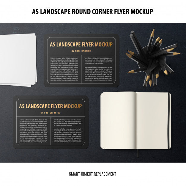 A5 Landscape Flyer Mockup Psd