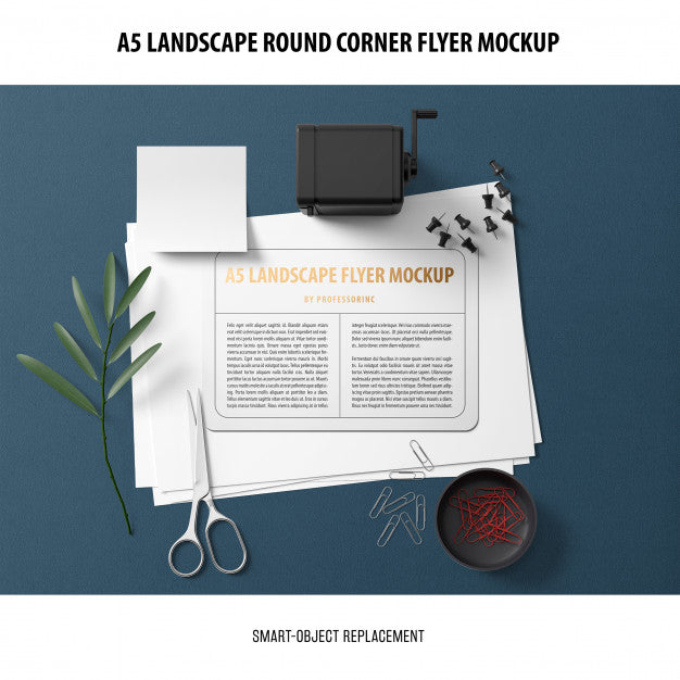 A5 Landscape Flyer Mockup Psd