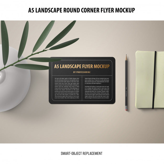 A5 Landscape Flyer Mockup Psd