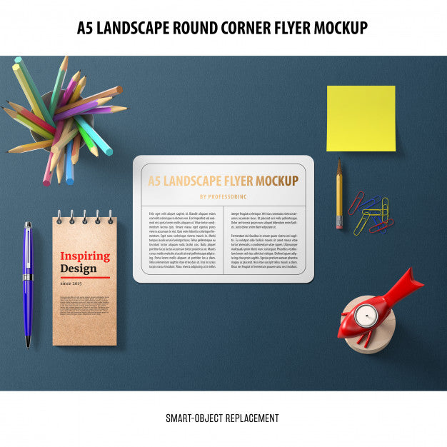A5 Landscape Flyer Mockup Psd