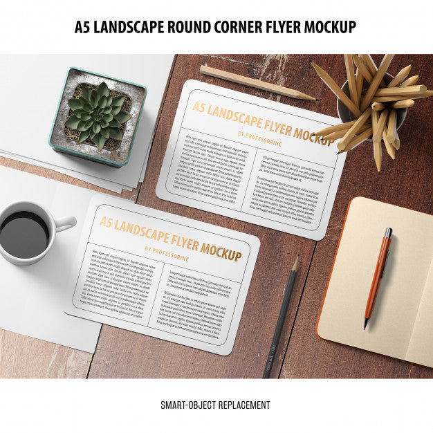 A5 Landscape Flyer Mockup Psd