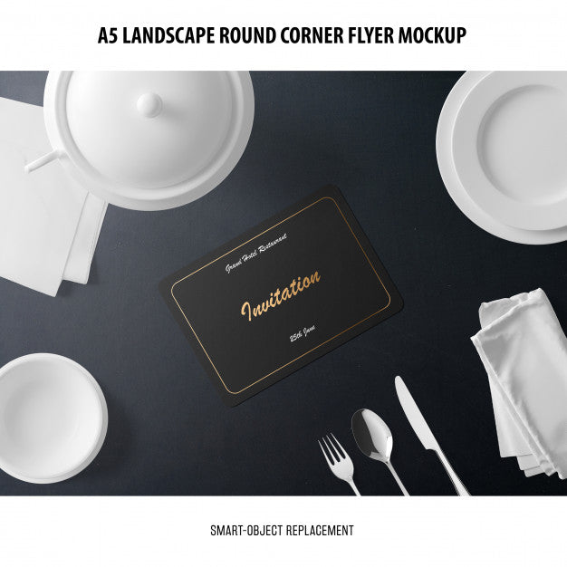 A5 Landscape Flyer Mockup Psd