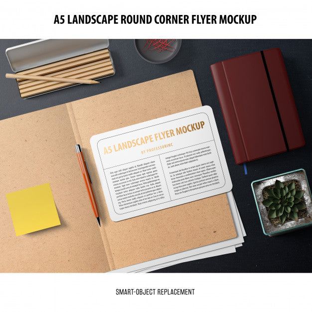 A5 Landscape Flyer Mockup Psd