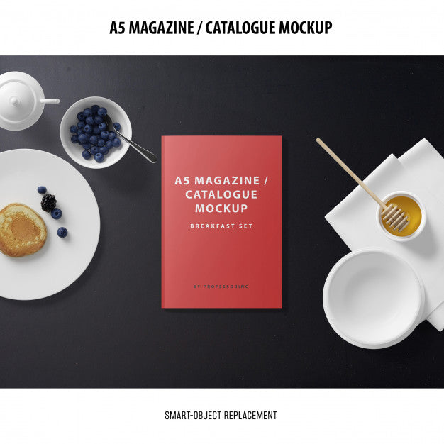 A5 Magazine Cover Catalogue Mockup Psd