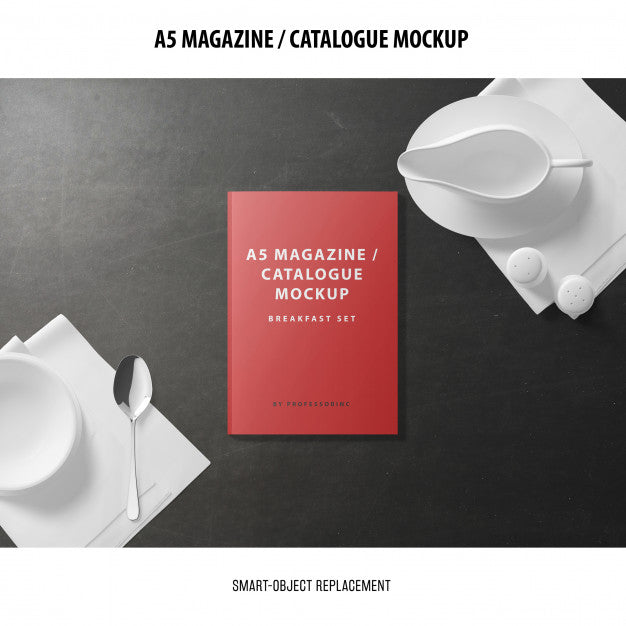 A5 Magazine Cover Catalogue Mockup Psd