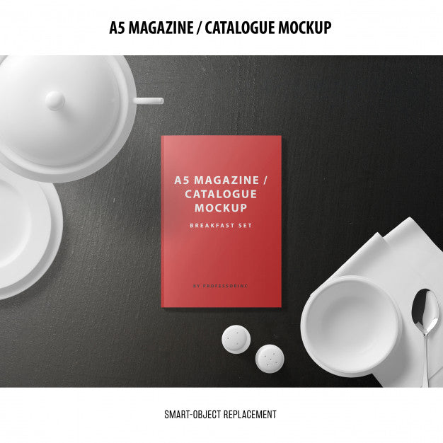 A5 Magazine Cover Catalogue Mockup Psd