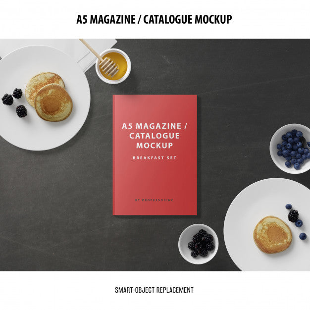 A5 Magazine Cover Catalogue Mockup Psd