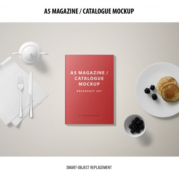 A5 Magazine Cover Catalogue Mockup Psd