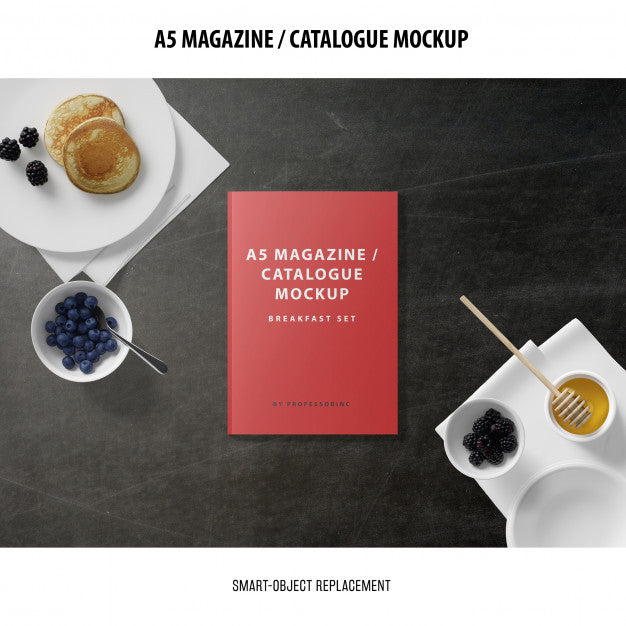 A5 Magazine Cover Catalogue Mockup Psd