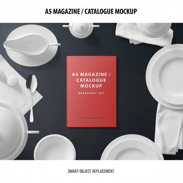 A5 Magazine Cover Catalogue Mockup Psd