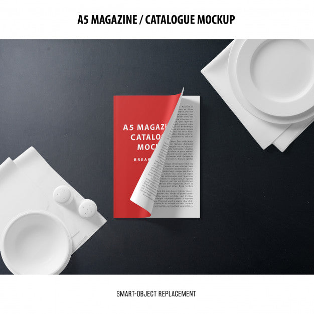 A5 Magazine Cover Catalogue Mockup Psd