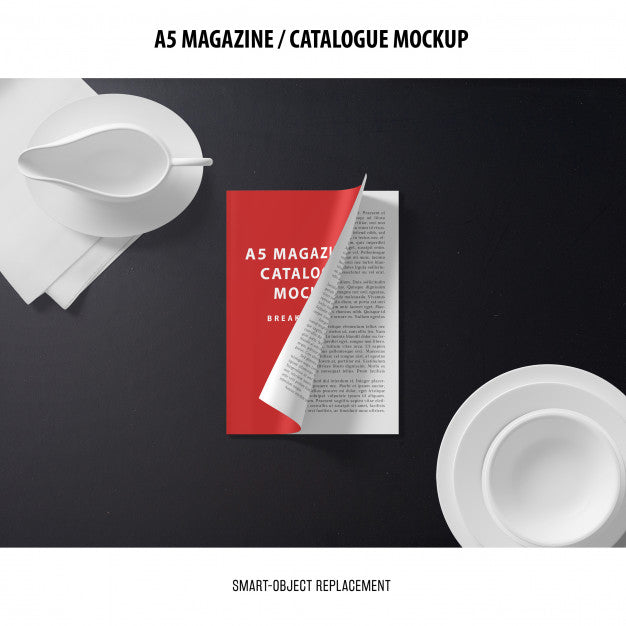A5 Magazine Cover Catalogue Mockup Psd
