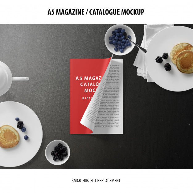 A5 Magazine Cover Catalogue Mockup Psd