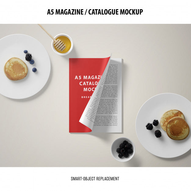 A5 Magazine Cover Catalogue Mockup Psd