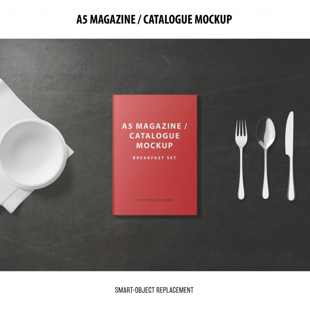 A5 Magazine Cover Catalogue Mockup Psd