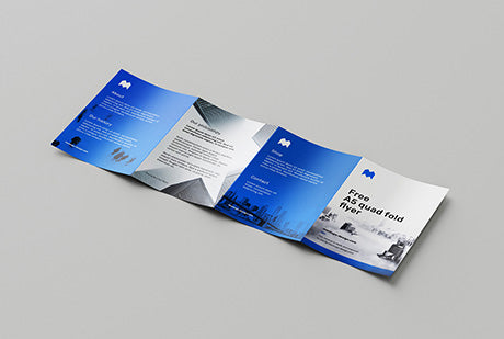 A5 Quad Fold Flyer Mockup