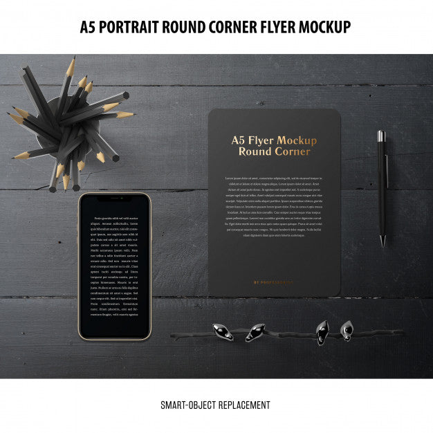 A5 Round Corner Flyer Mockup Psd