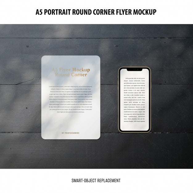 A5 Round Corner Flyer Mockup Psd