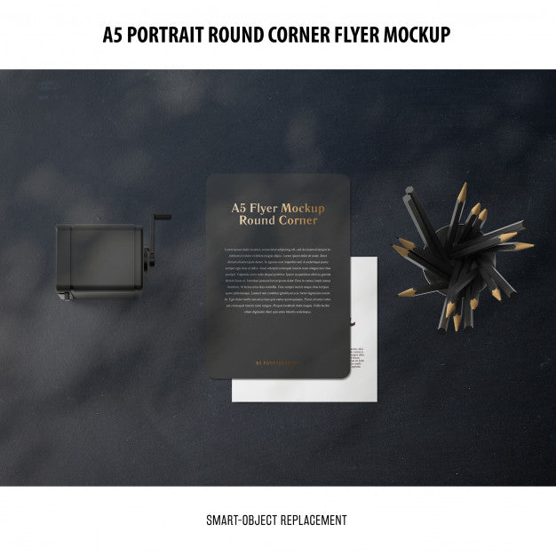 A5 Round Corner Flyer Mockup Psd