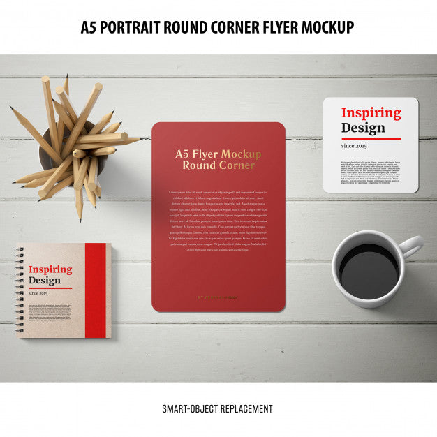 A5 Round Corner Flyer Mockup Psd