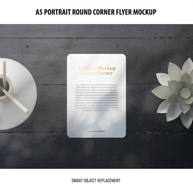 A5 Round Corner Flyer Mockup Psd
