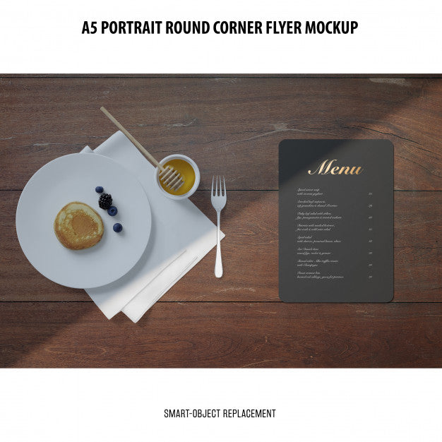 A5 Round Corner Flyer Mockup Psd