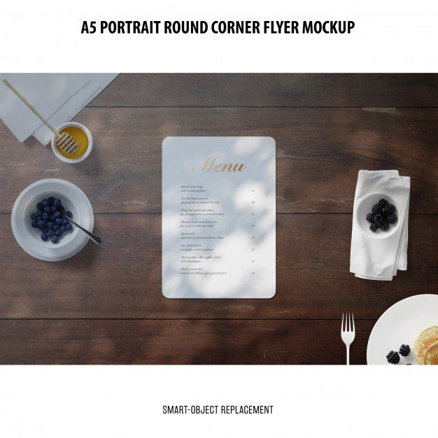 A5 Round Corner Flyer Mockup Psd