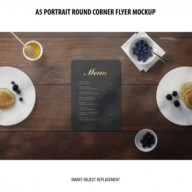 A5 Round Corner Flyer Mockup Psd