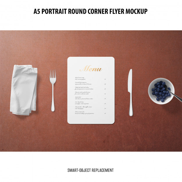 A5 Round Corner Flyer Mockup Psd
