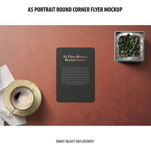 A5 Round Corner Flyer Mockup Psd