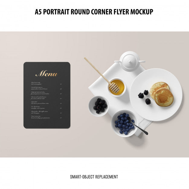 A5 Round Corner Flyer Mockup Psd