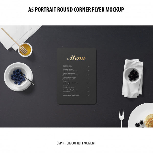 A5 Round Corner Flyer Mockup Psd